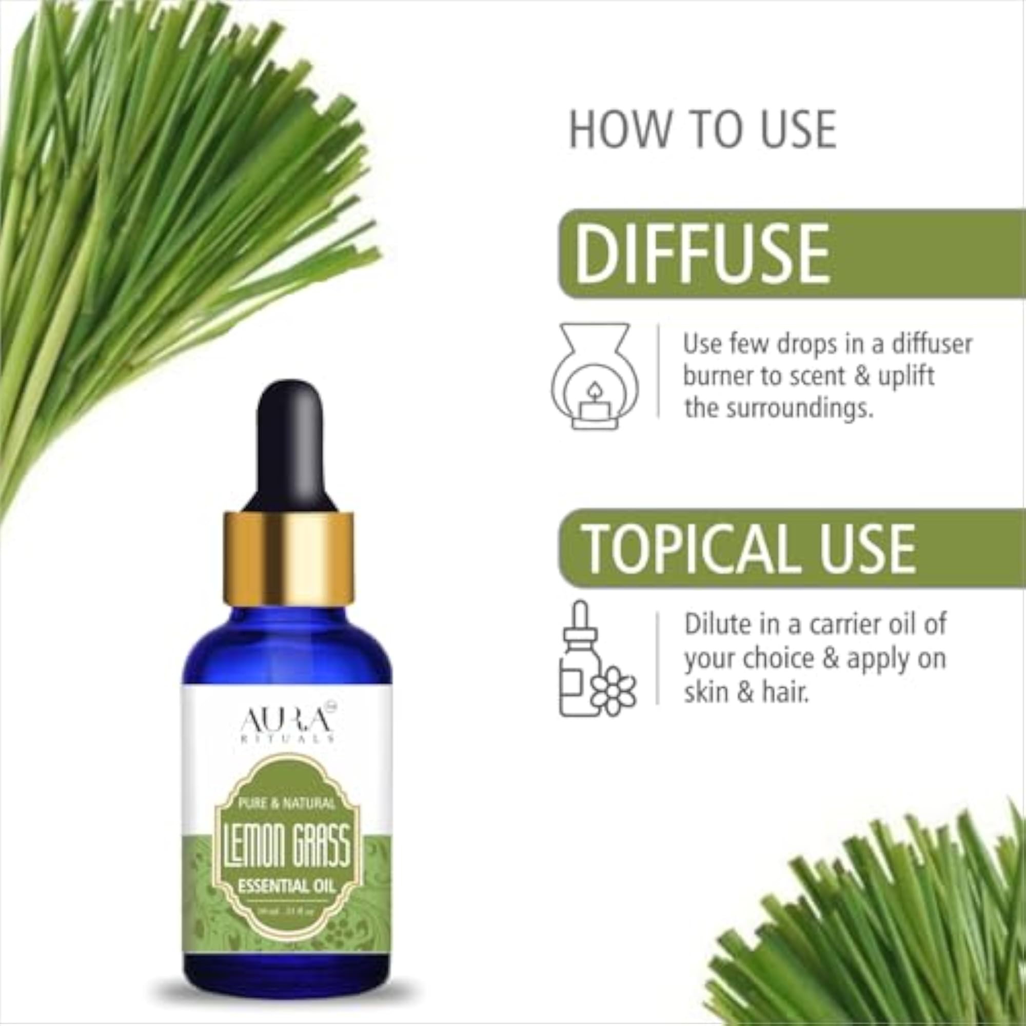 Aura Rituals Lavender & Lemon Grass Essential Oils, 20 ml